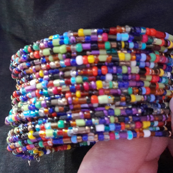 Vintage Glass Seed Beaded 18 Row Cuff Bracelet - Picture 3 of 5